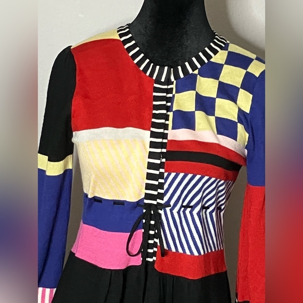 Couture Colorful Long Sleeve Sweater Dress sz Small - Picture 5 of 13